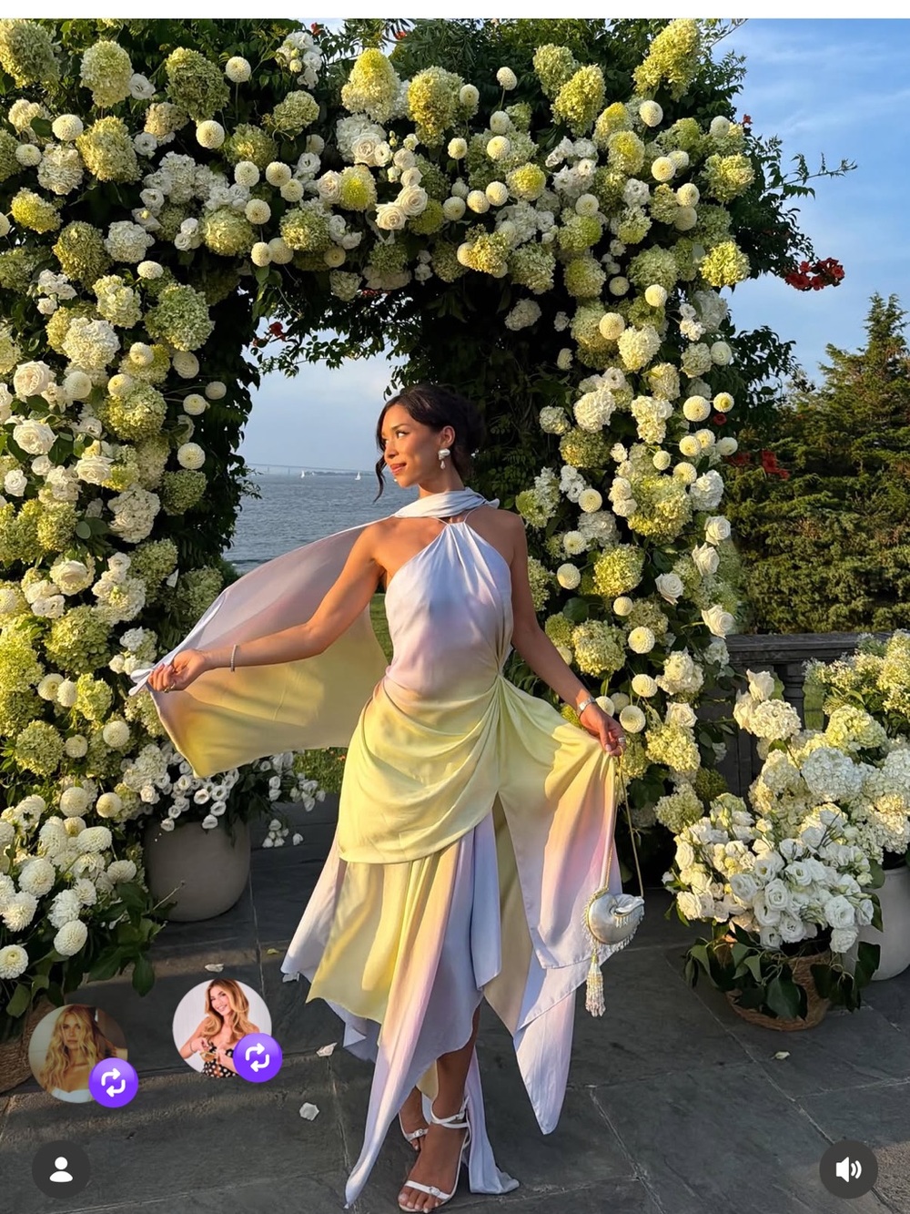 Zimmermann Pastel Yellow and Lavender Asymmetrical Halter Dress